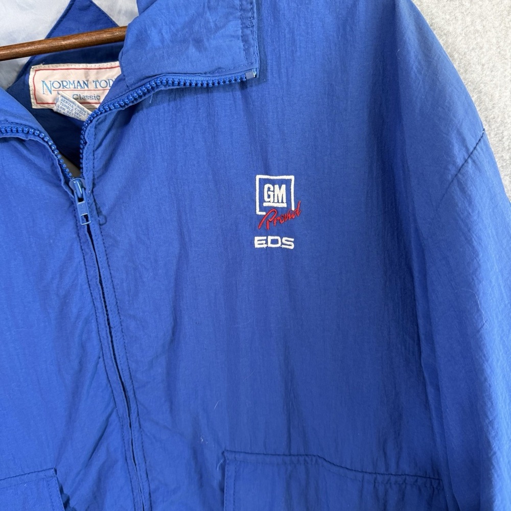 Vintage Norman Todd GM Proud EDS Blue Nylon Windbreaker Jacket XXL Lined Zip Up - Picture 3 of 8